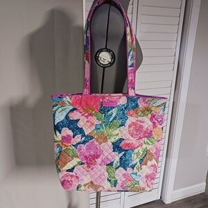 Vera Bradley Superbloom Floral Tote Shoulder Bag Magnet Close Pink Blue Multi